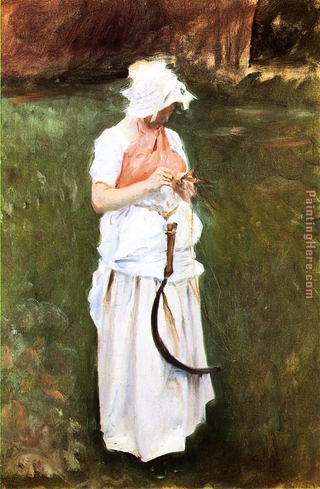Girl with a Sickle painting - John Singer Sargent Girl with a Sickle art painting